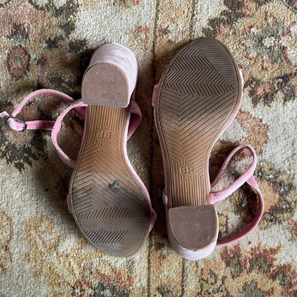 Bp | Bubblegum Pink "Lexy" Velvet Block High Heel Ankle Strappy Sandals | Size 9 - Picture 7 of 7